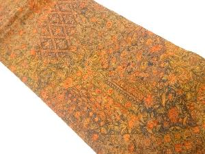 リサイクル　縮緬地草花模様名古屋帯